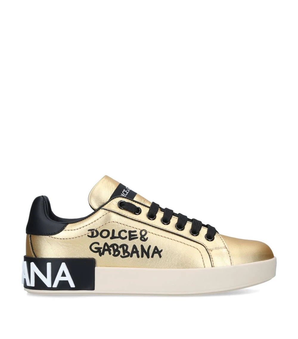 Dolce & Gabbana Portofino Script Sneakers GOLD Low-Top Sneakers 3 Dolce & Gabbana Portofino Script Sneakers GOLD Low-Top Sneakers - Image 3