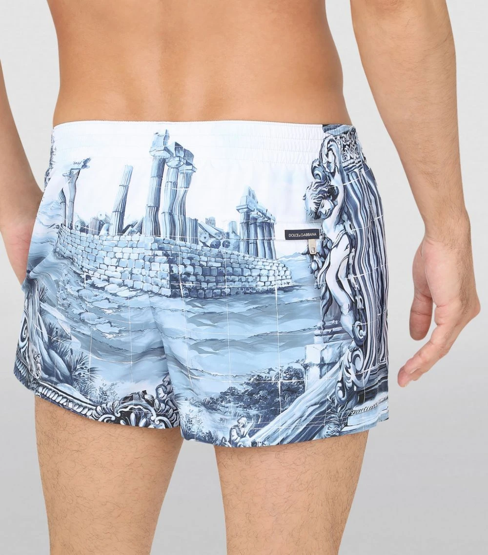 Dolce & Gabbana Printed Swim Shorts HB1TM-COLONNE FDO.BL Swimwear 4 Dolce & Gabbana Printed Swim Shorts HB1TM-COLONNE FDO.BL Swimwear - Image 4