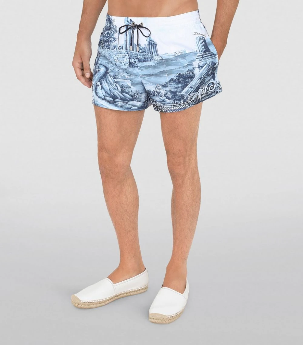 Dolce & Gabbana Printed Swim Shorts HB1TM-COLONNE FDO.BL Swimwear 5 Dolce & Gabbana Printed Swim Shorts HB1TM-COLONNE FDO.BL Swimwear - Image 5
