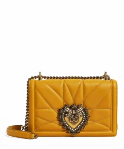 Dolce & Gabbana Quilted Devotion Shoulder Bag 80062-MUSTARD 2 Shoulder Bags