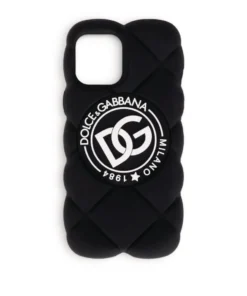 Dolce & Gabbana Quilted iPhone 12 Case 80999-BLACK Mobile Phone Accessories