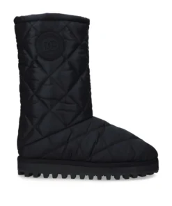 Dolce & Gabbana Quilted Logo Boots Black Knee High Boots -Dolce & Gabbana online Store dolce gabbana quilted logo boots 17449410 36050290 1000
