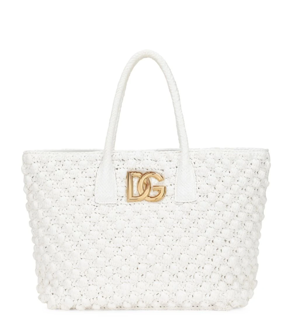 Dolce & Gabbana Raffia DG Logo Tote Bag 80001-WHITE Tote Bags 1 Dolce & Gabbana Raffia DG Logo Tote Bag 80001-WHITE Tote Bags