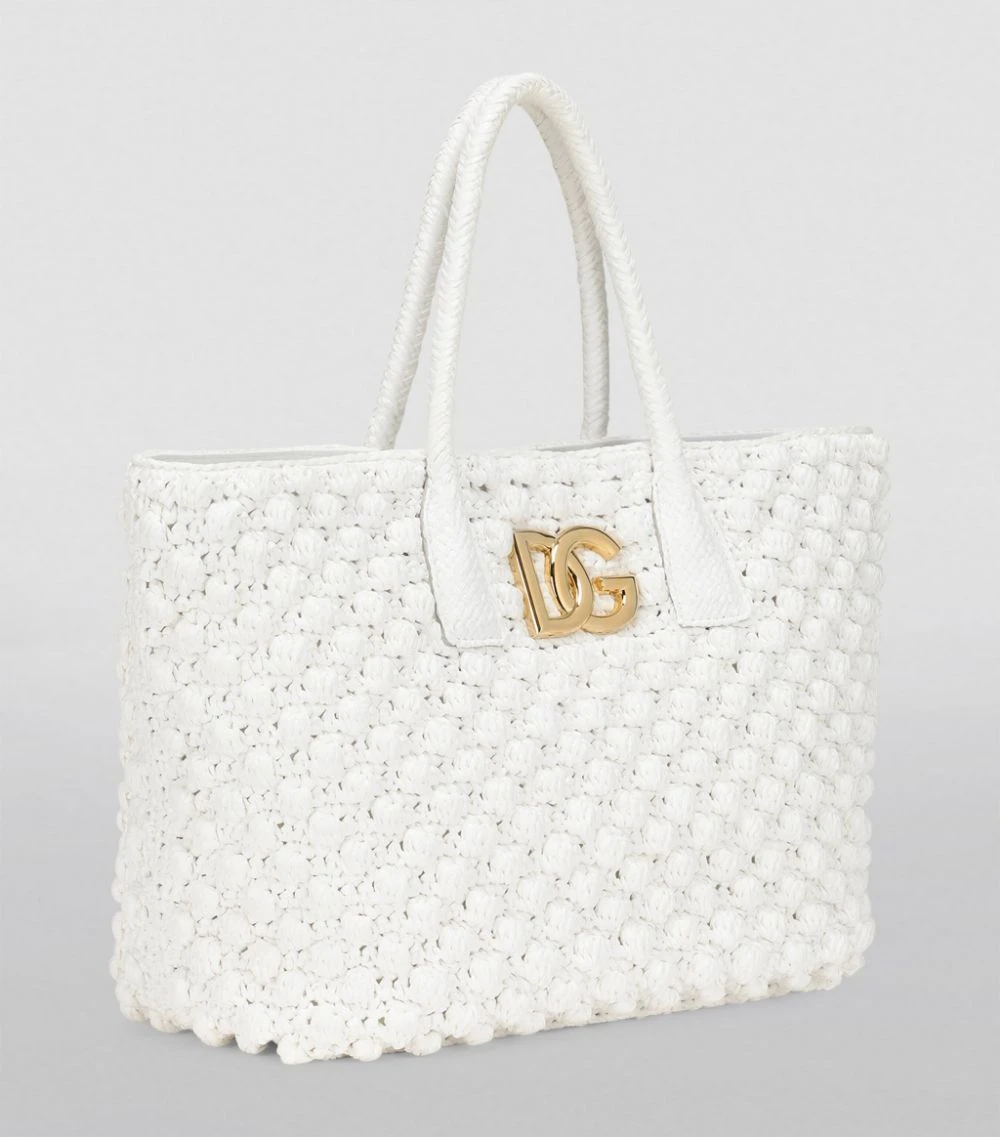 Dolce & Gabbana Raffia DG Logo Tote Bag 80001-WHITE Tote Bags 2 Dolce & Gabbana Raffia DG Logo Tote Bag 80001-WHITE Tote Bags - Image 2