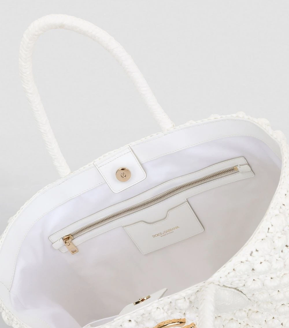 Dolce & Gabbana Raffia DG Logo Tote Bag 80001-WHITE Tote Bags 4 Dolce & Gabbana Raffia DG Logo Tote Bag 80001-WHITE Tote Bags - Image 4
