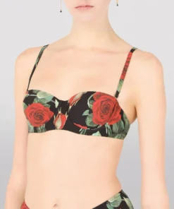 Dolce & Gabbana Rose Print Balconette Bikini Top HN2ZO-ROSE FDO NERO Bras -Dolce & Gabbana online Store dolce gabbana rose print balconette bikini top 17278460 35267573 1000