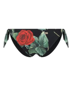 Dolce & Gabbana Rose Print Bikini Bottoms HN2ZO-ROSE FDO NERO Briefs
