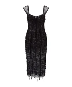 Dolce & Gabbana Semi-Sheer Lace Midi Dress S8400-EMBROIDERED Midi Dresses