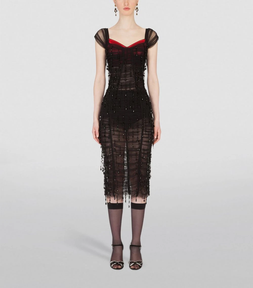 Dolce & Gabbana Semi-Sheer Lace Midi Dress S8400-EMBROIDERED Midi Dresses 2 Dolce & Gabbana Semi-Sheer Lace Midi Dress S8400-EMBROIDERED Midi Dresses - Image 2