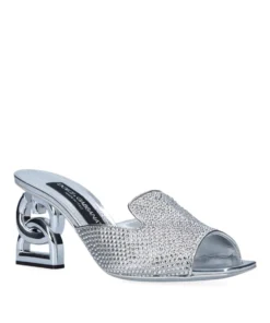 Dolce & Gabbana Sequin-Embellished Mules 70 SILVER Heeled Mules