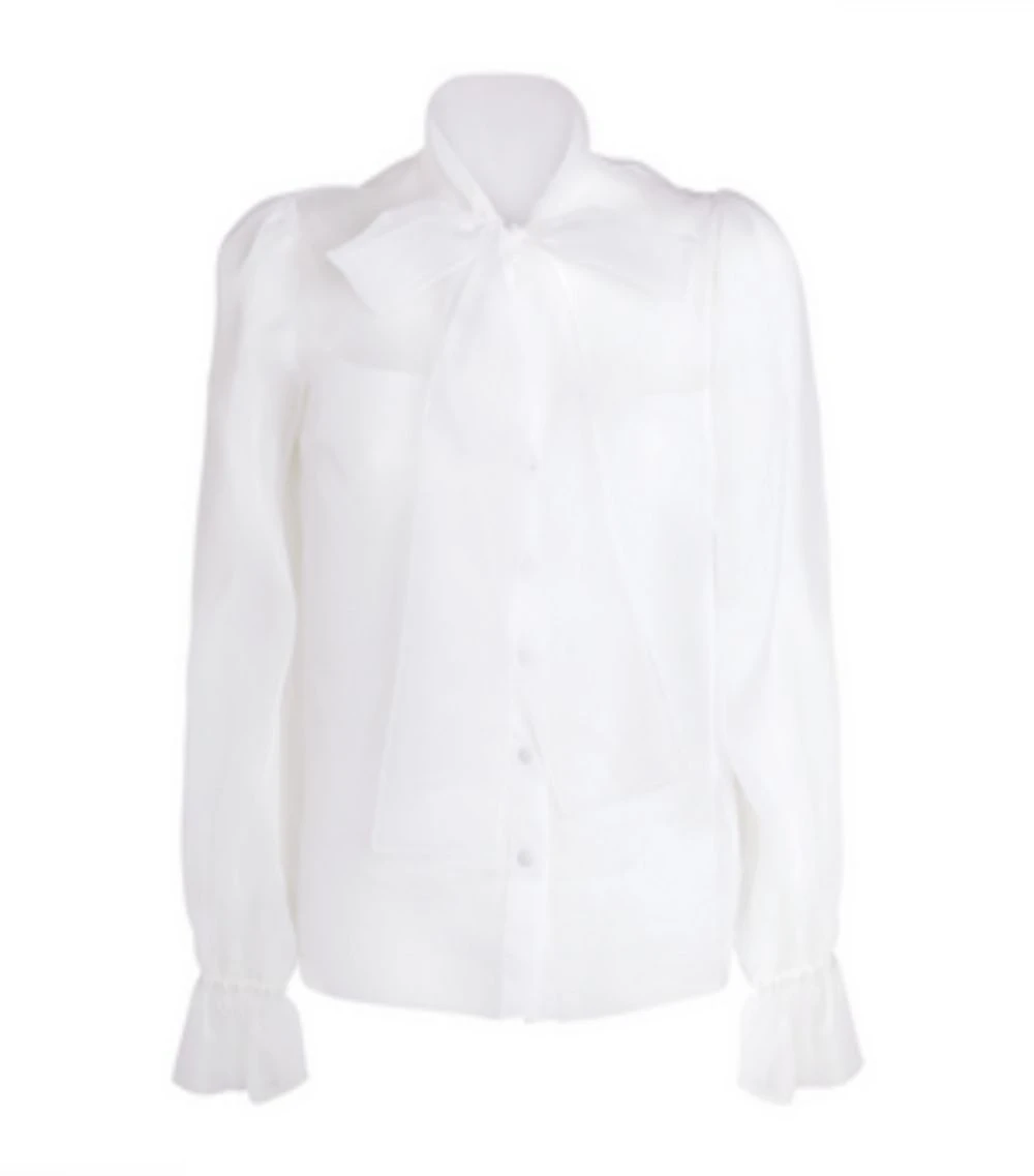 Dolce & Gabbana Sheer Shirt W0111-WHITE Blouses 1 Dolce & Gabbana Sheer Shirt W0111-WHITE Blouses