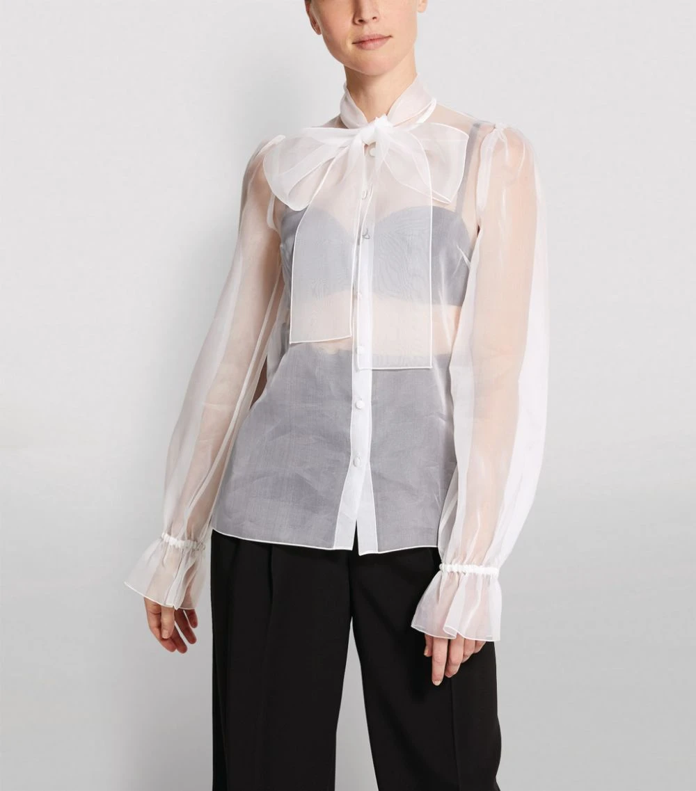 Dolce & Gabbana Sheer Shirt W0111-WHITE Blouses 2 Dolce & Gabbana Sheer Shirt W0111-WHITE Blouses - Image 2