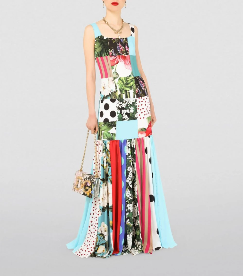 Dolce & Gabbana Silk-Blend Patchwork Maxi Dress S9000-COMBINED COLOU Maxi Dresses 2 Dolce & Gabbana Silk-Blend Patchwork Maxi Dress S9000-COMBINED COLOU Maxi Dresses - Image 2