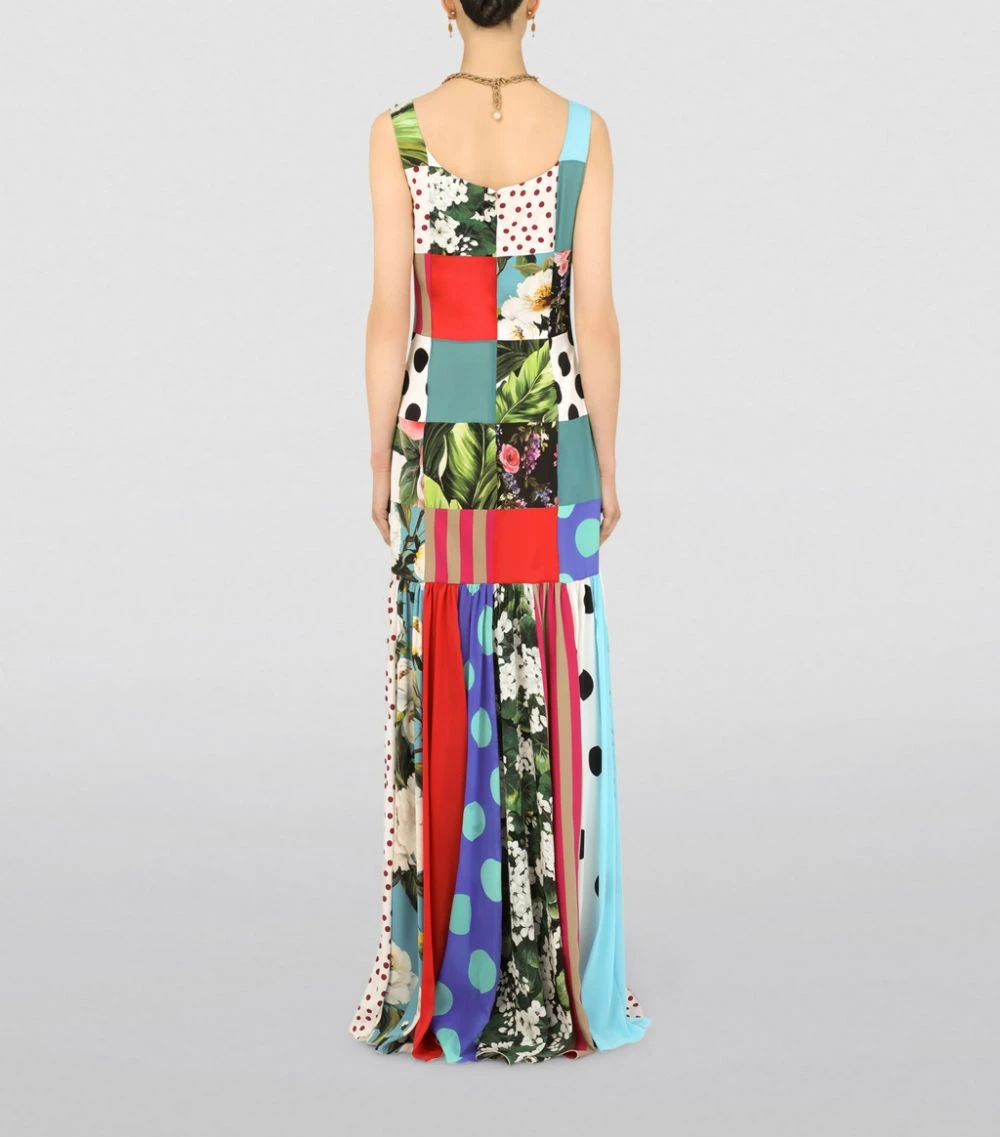 Dolce & Gabbana Silk-Blend Patchwork Maxi Dress S9000-COMBINED COLOU Maxi Dresses 4 Dolce & Gabbana Silk-Blend Patchwork Maxi Dress S9000-COMBINED COLOU Maxi Dresses - Image 4