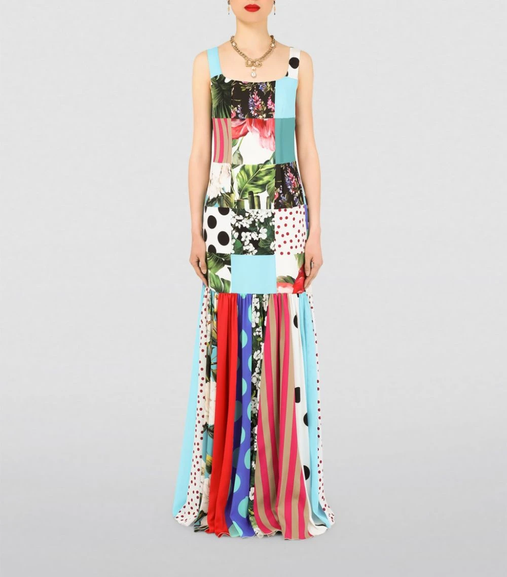 Dolce & Gabbana Silk-Blend Patchwork Maxi Dress S9000-COMBINED COLOU Maxi Dresses 3 Dolce & Gabbana Silk-Blend Patchwork Maxi Dress S9000-COMBINED COLOU Maxi Dresses - Image 3
