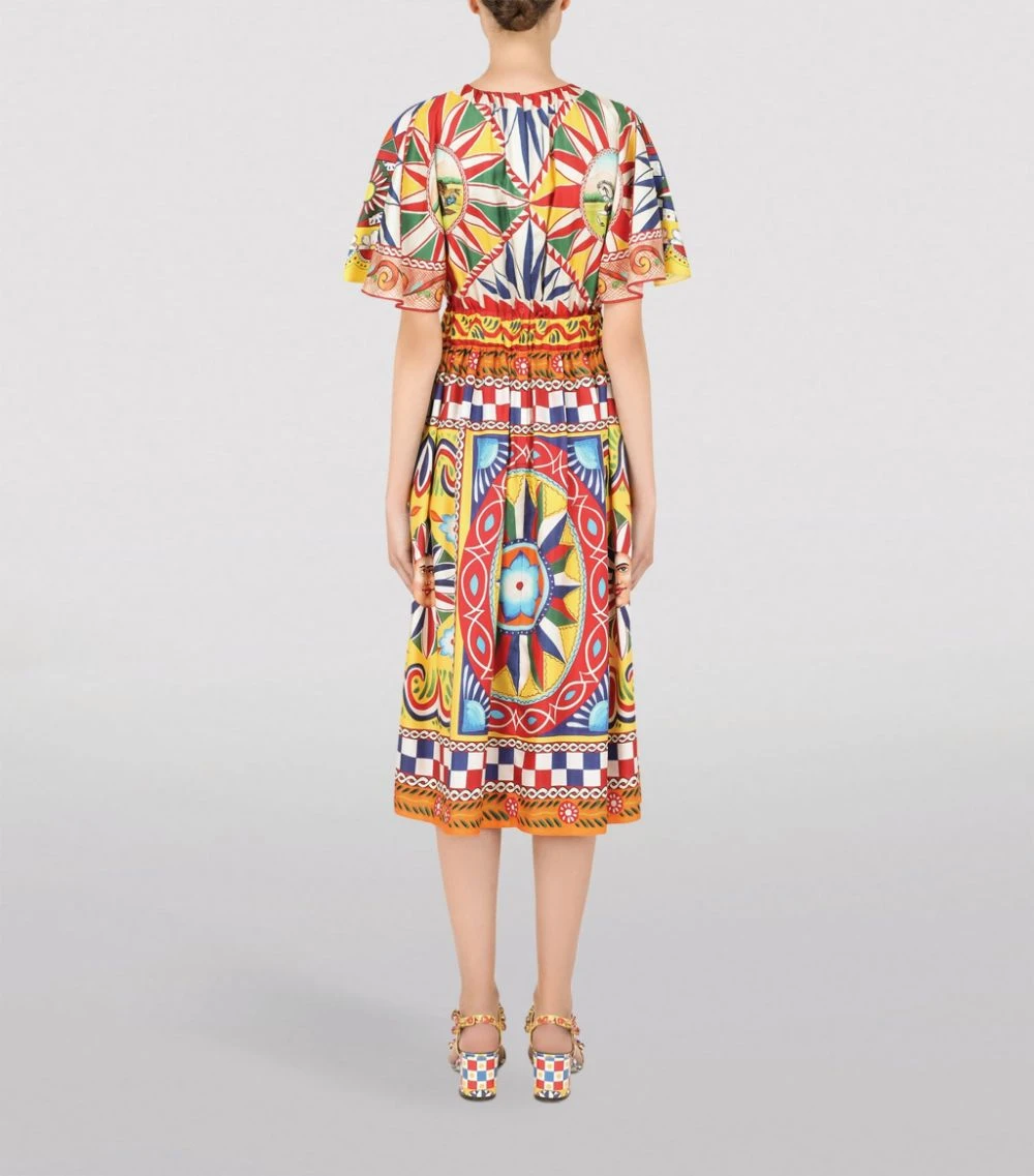 Dolce & Gabbana Silk Carretto Print Dress HH96D-FRIGO 17STAMPA Midi Dresses 4 Dolce & Gabbana Silk Carretto Print Dress HH96D-FRIGO 17STAMPA Midi Dresses - Image 4