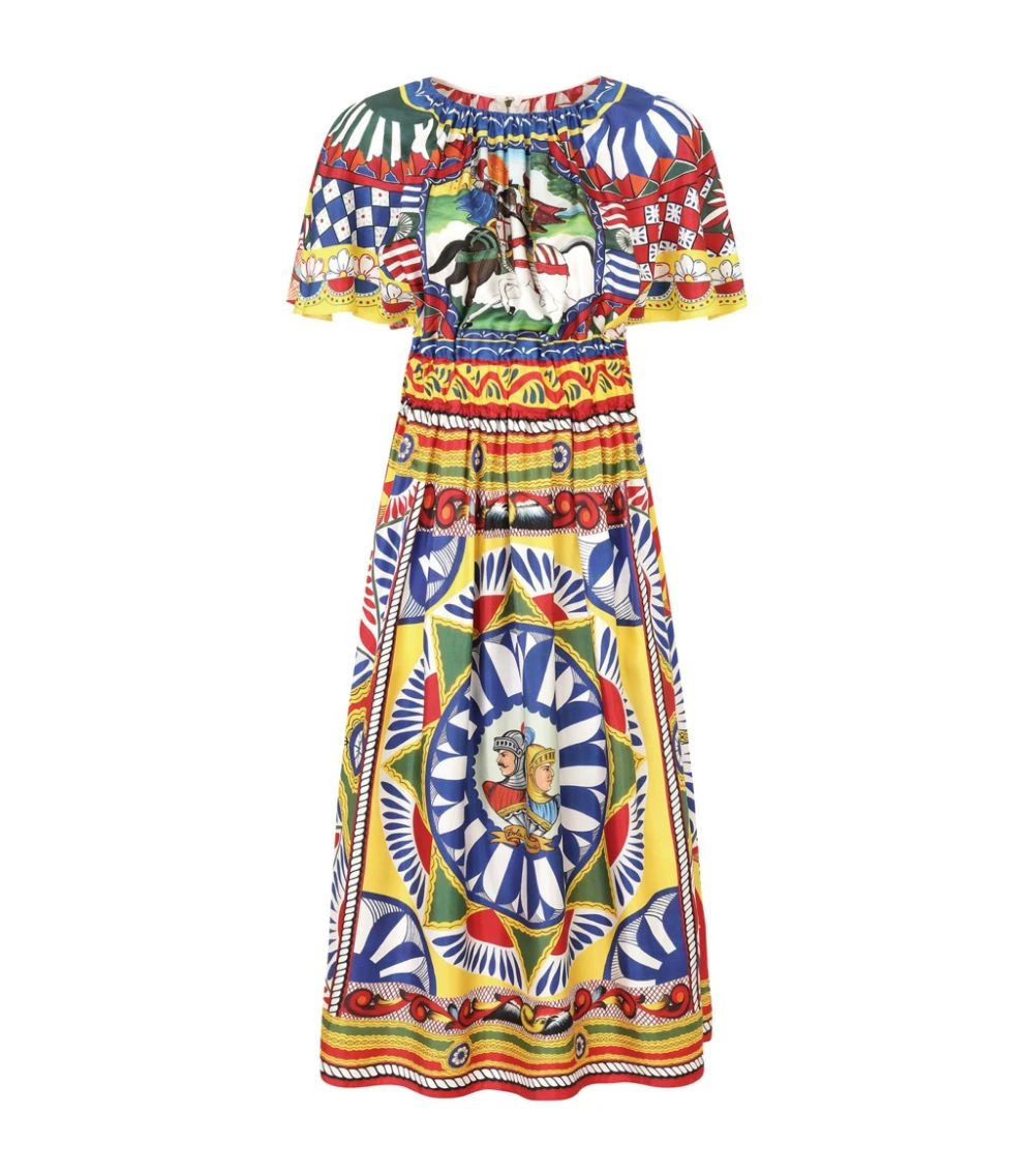 Dolce & Gabbana Silk Carretto Print Dress HH96D-FRIGO 17STAMPA Midi Dresses 1 Dolce & Gabbana Silk Carretto Print Dress HH96D-FRIGO 17STAMPA Midi Dresses
