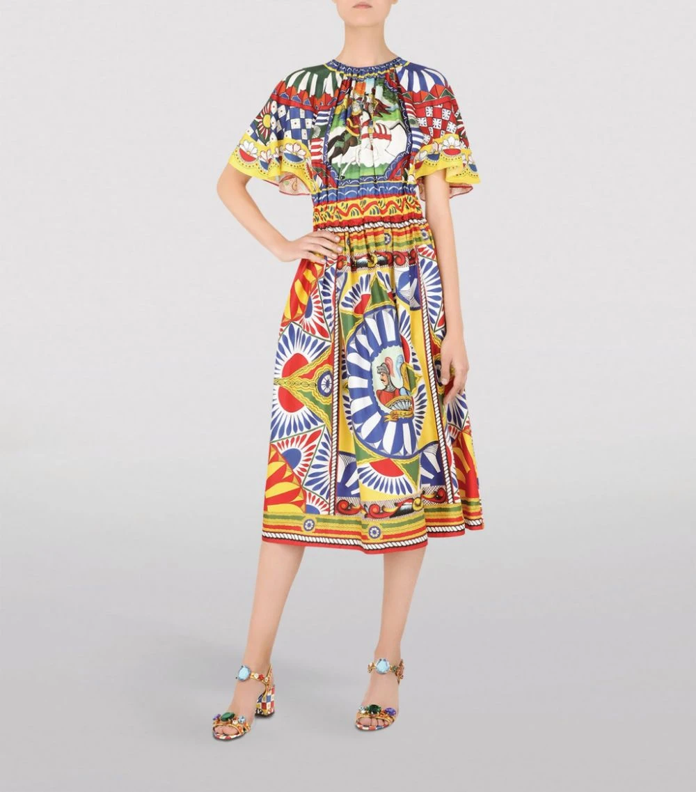 Dolce & Gabbana Silk Carretto Print Dress HH96D-FRIGO 17STAMPA Midi Dresses 2 Dolce & Gabbana Silk Carretto Print Dress HH96D-FRIGO 17STAMPA Midi Dresses - Image 2
