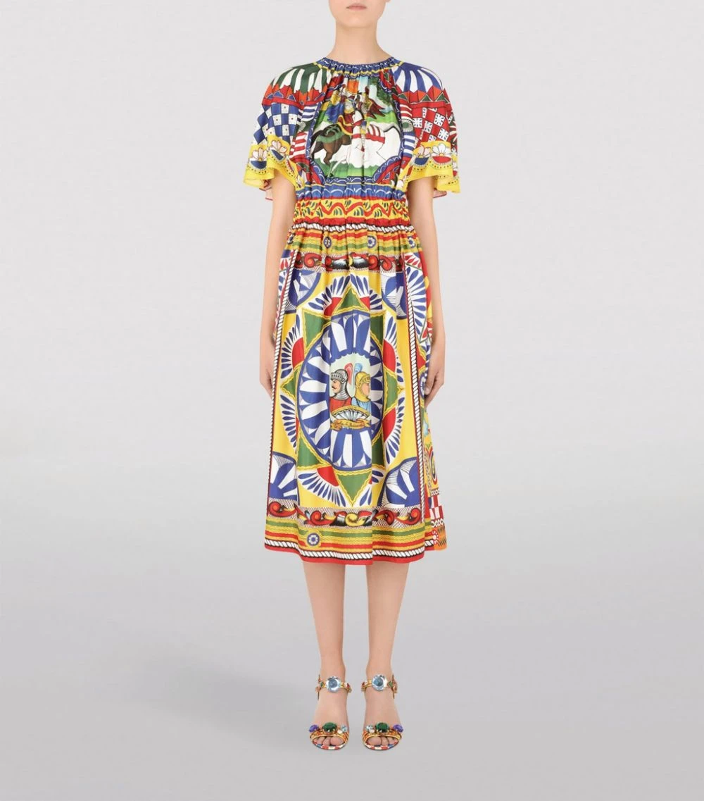 Dolce & Gabbana Silk Carretto Print Dress HH96D-FRIGO 17STAMPA Midi Dresses 3 Dolce & Gabbana Silk Carretto Print Dress HH96D-FRIGO 17STAMPA Midi Dresses - Image 3