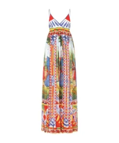 Dolce & Gabbana Silk Carretto Print Maxi Dress HH96D-FRIGO 17STAMPA Summer Dresses