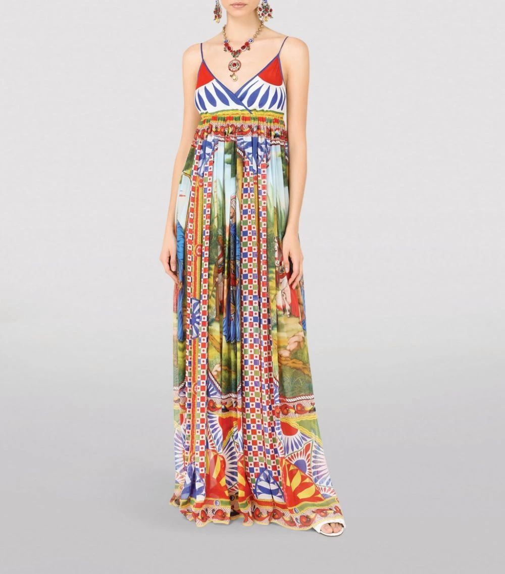 Dolce & Gabbana Silk Carretto Print Maxi Dress HH96D-FRIGO 17STAMPA Summer Dresses 2 Dolce & Gabbana Silk Carretto Print Maxi Dress HH96D-FRIGO 17STAMPA Summer Dresses - Image 2