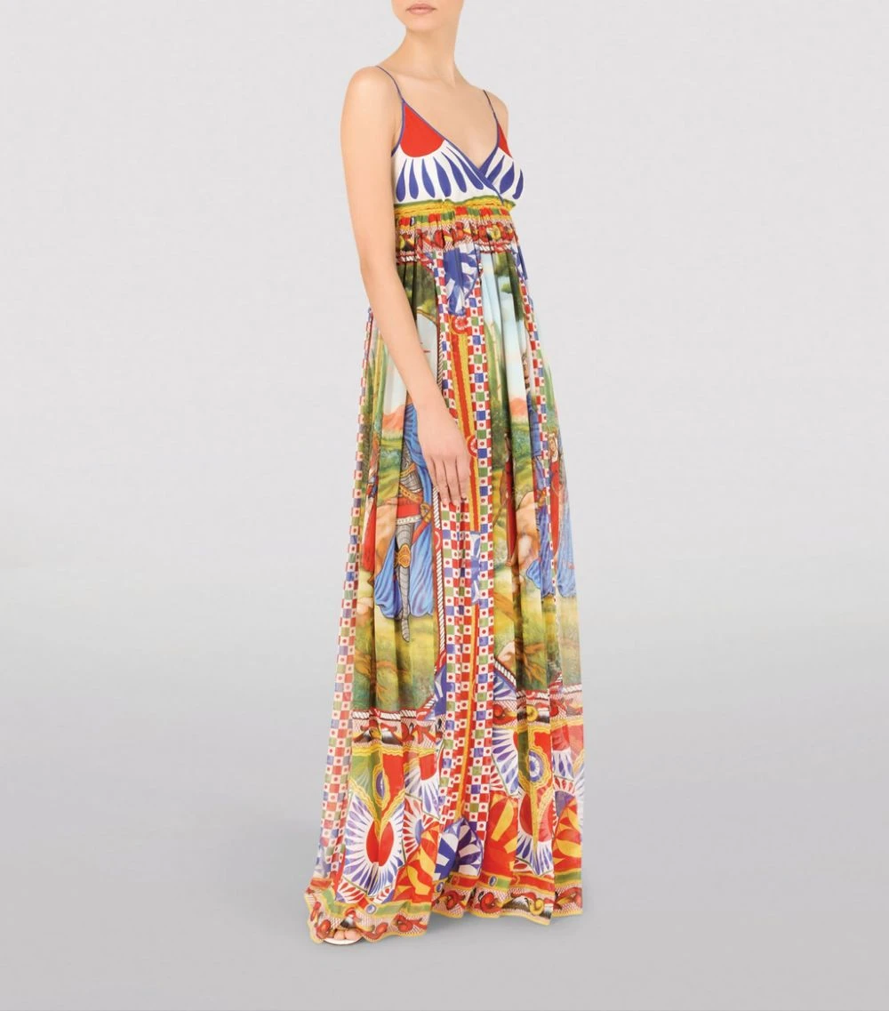 Dolce & Gabbana Silk Carretto Print Maxi Dress HH96D-FRIGO 17STAMPA Summer Dresses 4 Dolce & Gabbana Silk Carretto Print Maxi Dress HH96D-FRIGO 17STAMPA Summer Dresses - Image 4