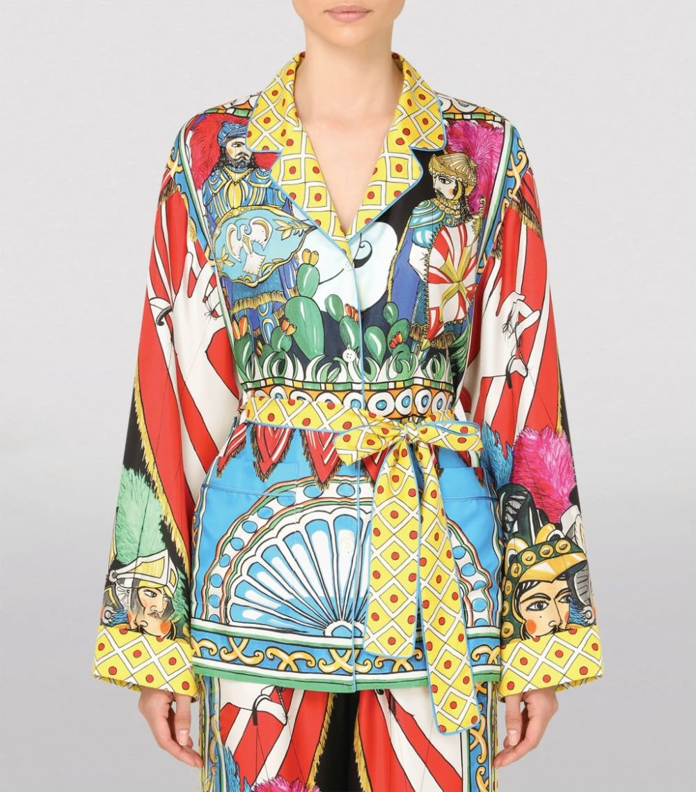 Dolce & Gabbana Silk Carretto Print Pyjama Shirt HH80D-FRIGO 1 F Blouses 4 Dolce & Gabbana Silk Carretto Print Pyjama Shirt HH80D-FRIGO 1 F Blouses - Image 4