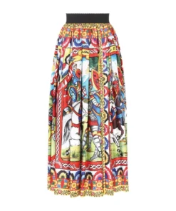 Dolce & Gabbana Silk Carretto Print Skirt HH98D-FRIGO 19STAMPA Midi Skirts
