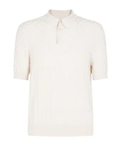 Dolce & Gabbana Silk Jacquard Polo Shirt W0800-OPTICAL WHITE Polo Shirts