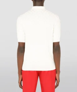 Dolce & Gabbana Silk Jacquard Polo Shirt W0800-OPTICAL WHITE Polo Shirts -Dolce & Gabbana online Store dolce gabbana silk jacquard polo shirt 16774246 33005229 1000