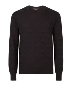 Dolce & Gabbana Silk Jacquard Sweater B1622-VERY DARK BLUE Jumpers
