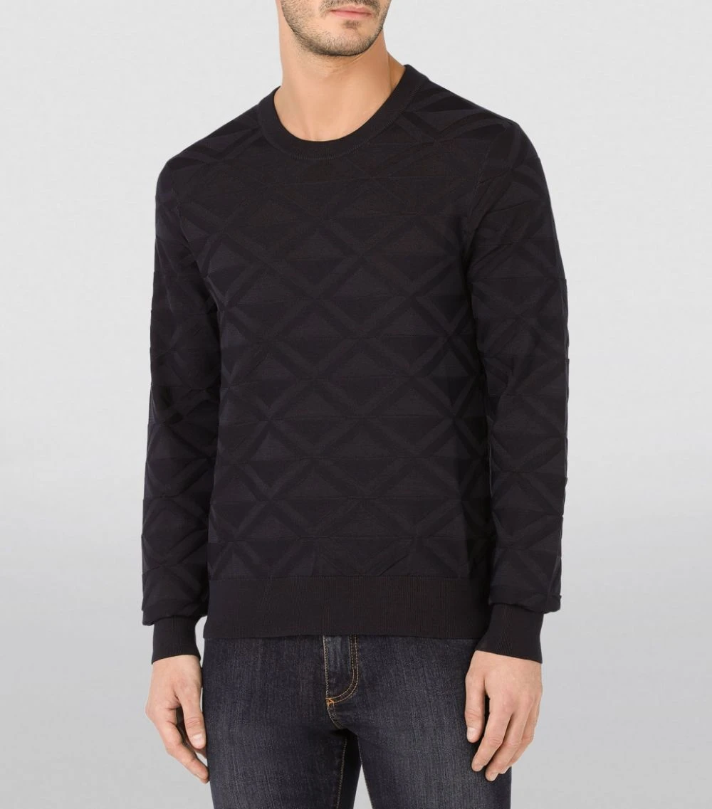 Dolce & Gabbana Silk Jacquard Sweater B1622-VERY DARK BLUE Jumpers 5 Dolce & Gabbana Silk Jacquard Sweater B1622-VERY DARK BLUE Jumpers - Image 5