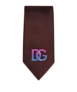 Dolce & Gabbana Silk Logo Tie M5039-BROWN-DARK VIO Neckties