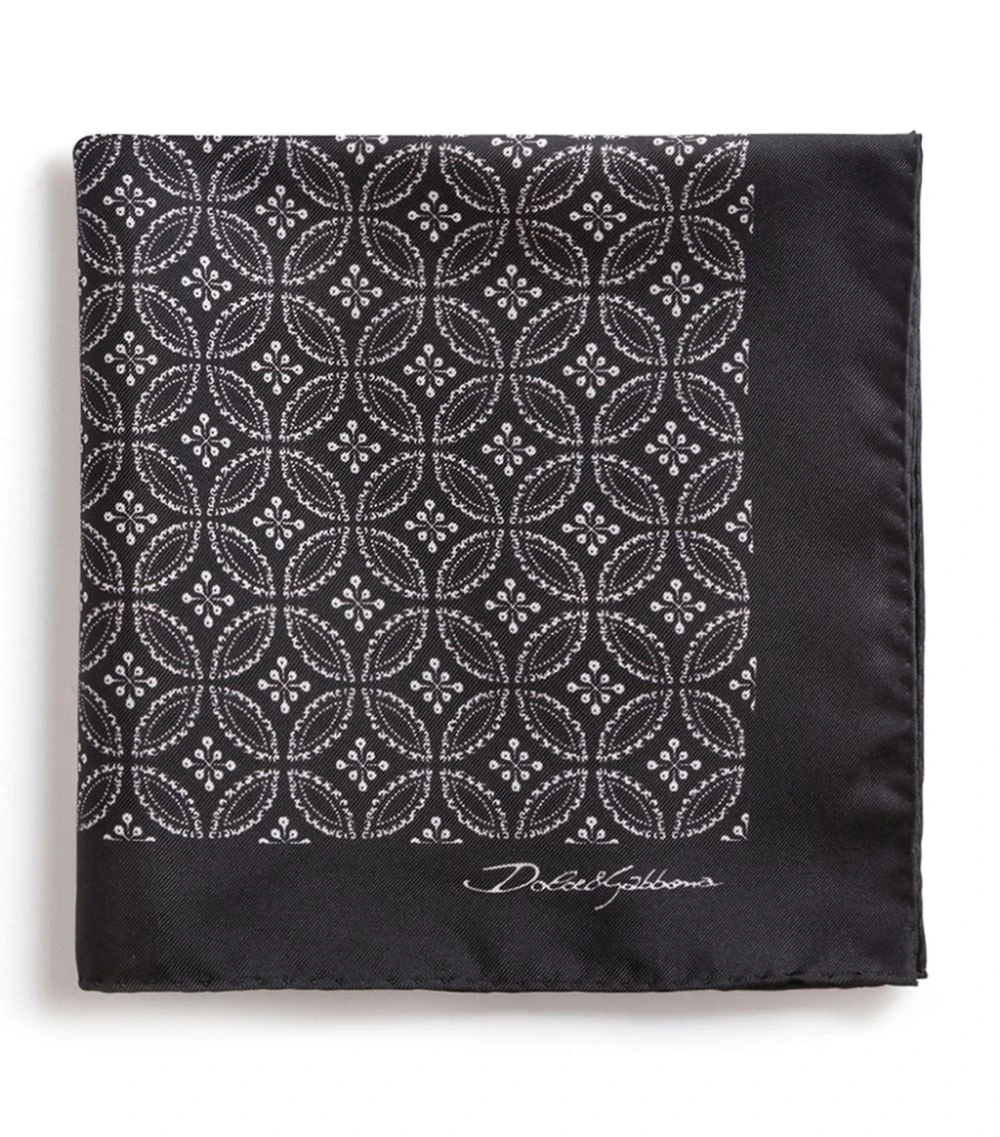 Dolce & Gabbana Silk Pocket Square N0004-BLACK/WHITE Pocket Squares 1 Dolce & Gabbana Silk Pocket Square N0004-BLACK/WHITE Pocket Squares