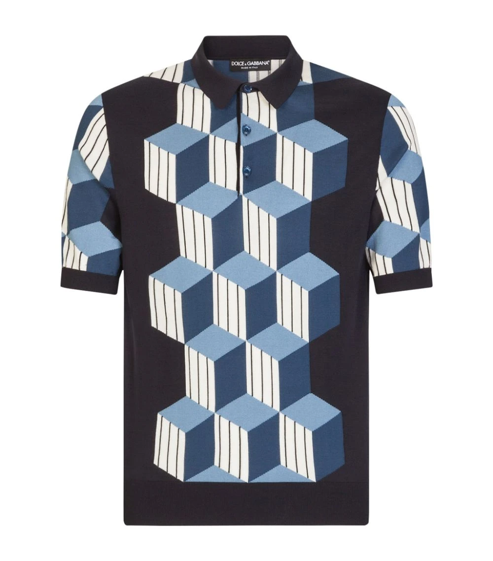 Dolce & Gabbana Silk Polo Shirt S9000-COMBINED COLOU Polo Shirts 1 Dolce & Gabbana Silk Polo Shirt S9000-COMBINED COLOU Polo Shirts