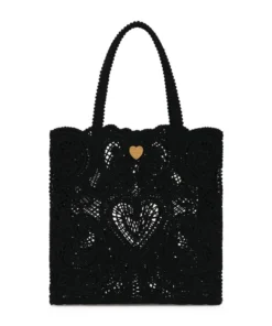 Dolce & Gabbana Small Cordonetto Lace Beatrice Tote Bag 80999-BLACK Tote Bags
