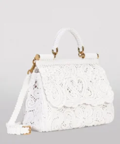 Dolce & Gabbana Small Cordonetto Lace Sicily Bag 80001-WHITE Top Handle Bags -Dolce & Gabbana online Store dolce gabbana small cordonetto lace sicily bag 16984260 33817506 1000