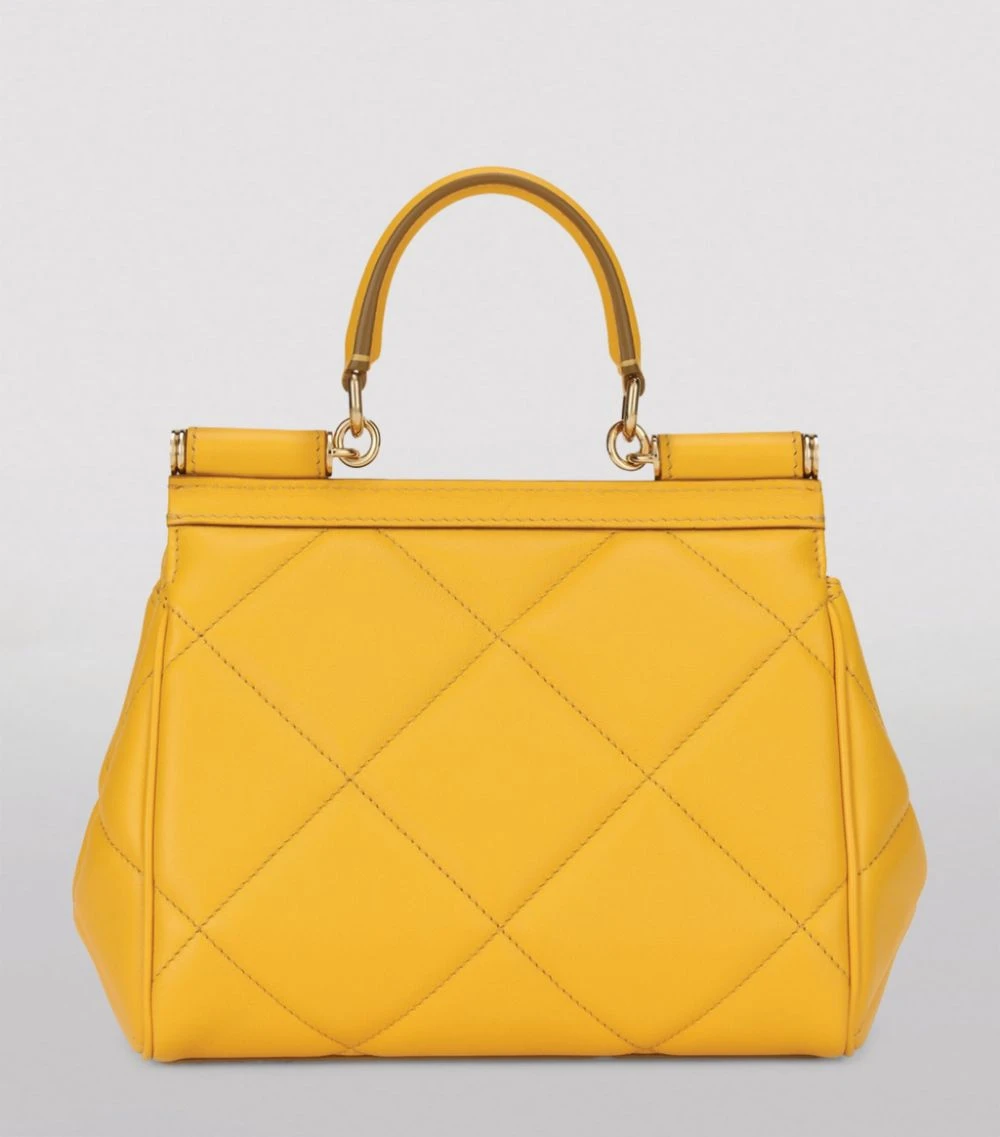 Dolce & Gabbana Small Leather Quilted Aria Sicily Bag 80212-YELLOW Top Handle Bags 3 Dolce & Gabbana Small Leather Quilted Aria Sicily Bag 80212-YELLOW Top Handle Bags - Image 3