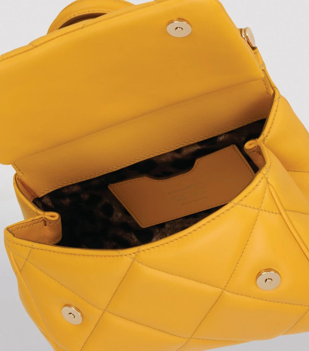 Dolce & Gabbana Small Leather Quilted Aria Sicily Bag 80212-YELLOW Top Handle Bags 4 Dolce & Gabbana Small Leather Quilted Aria Sicily Bag 80212-YELLOW Top Handle Bags - Image 4