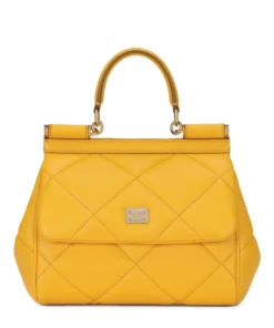 Dolce & Gabbana online Store 23 Dolce & Gabbana Small Leather Quilted Aria Sicily Bag 80212-YELLOW Top Handle Bags