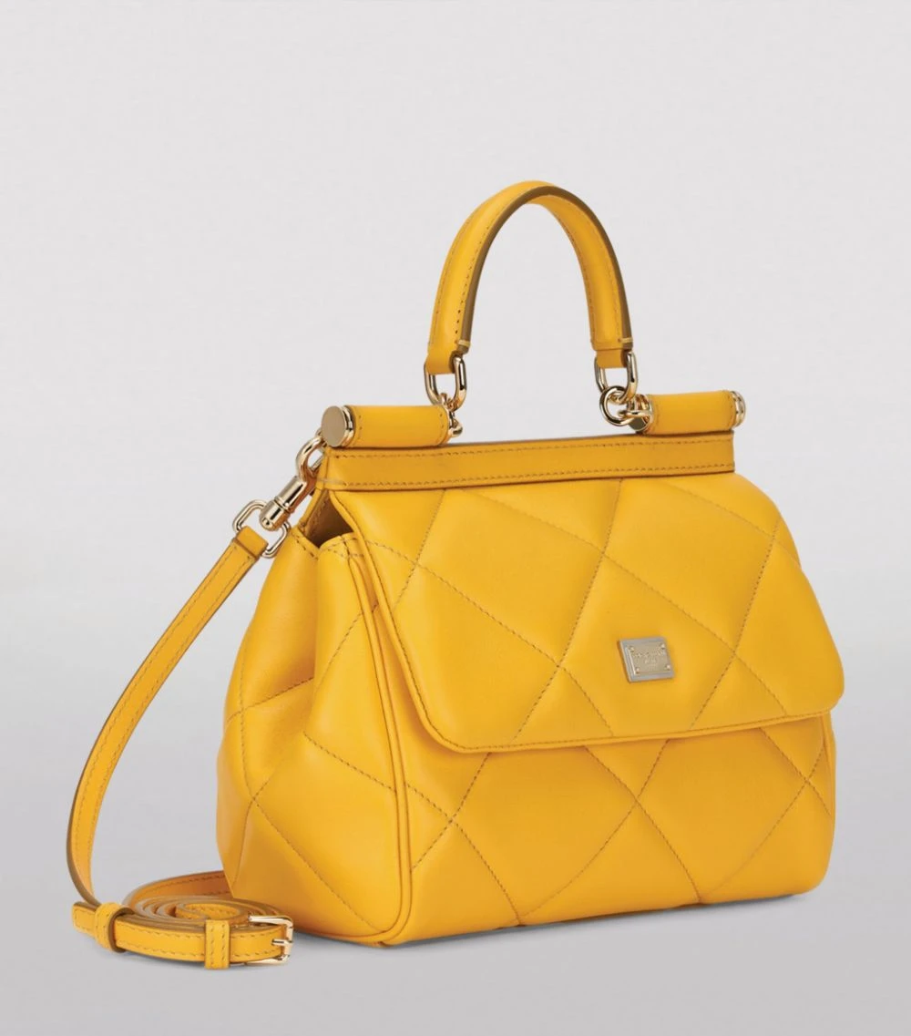 Dolce & Gabbana Small Leather Quilted Aria Sicily Bag 80212-YELLOW Top Handle Bags 2 Dolce & Gabbana Small Leather Quilted Aria Sicily Bag 80212-YELLOW Top Handle Bags - Image 2