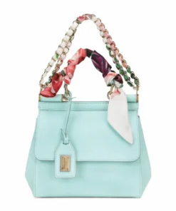 Dolce & Gabbana Small Leather Sicily Top-Handle Bag 80610-AZURE 1 Top Handle Bags