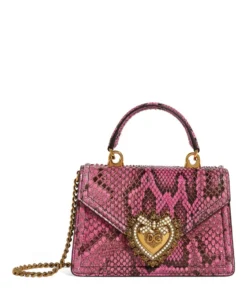 Dolce & Gabbana Small Snakeskin Devotion Shoulder Bag 80422-FUCHSIA Shoulder Bags