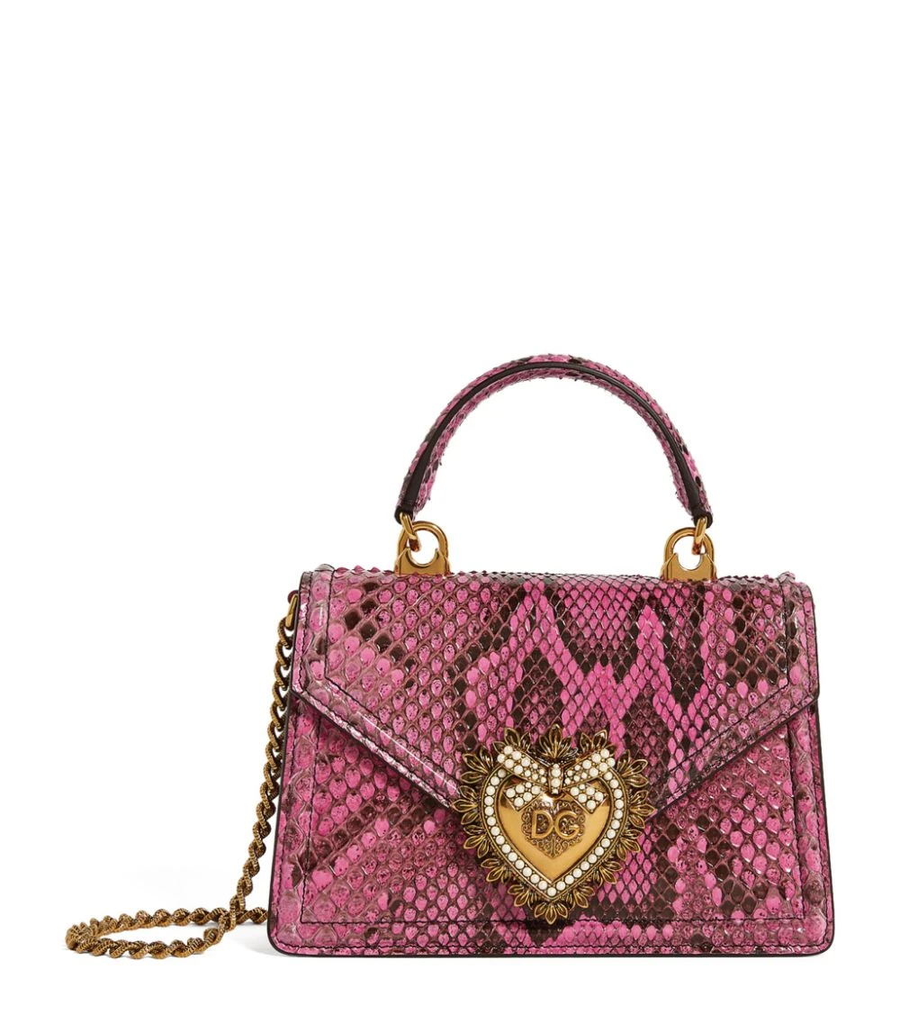 Dolce & Gabbana Small Snakeskin Devotion Shoulder Bag 80422-FUCHSIA Shoulder Bags 1 Dolce & Gabbana Small Snakeskin Devotion Shoulder Bag 80422-FUCHSIA Shoulder Bags