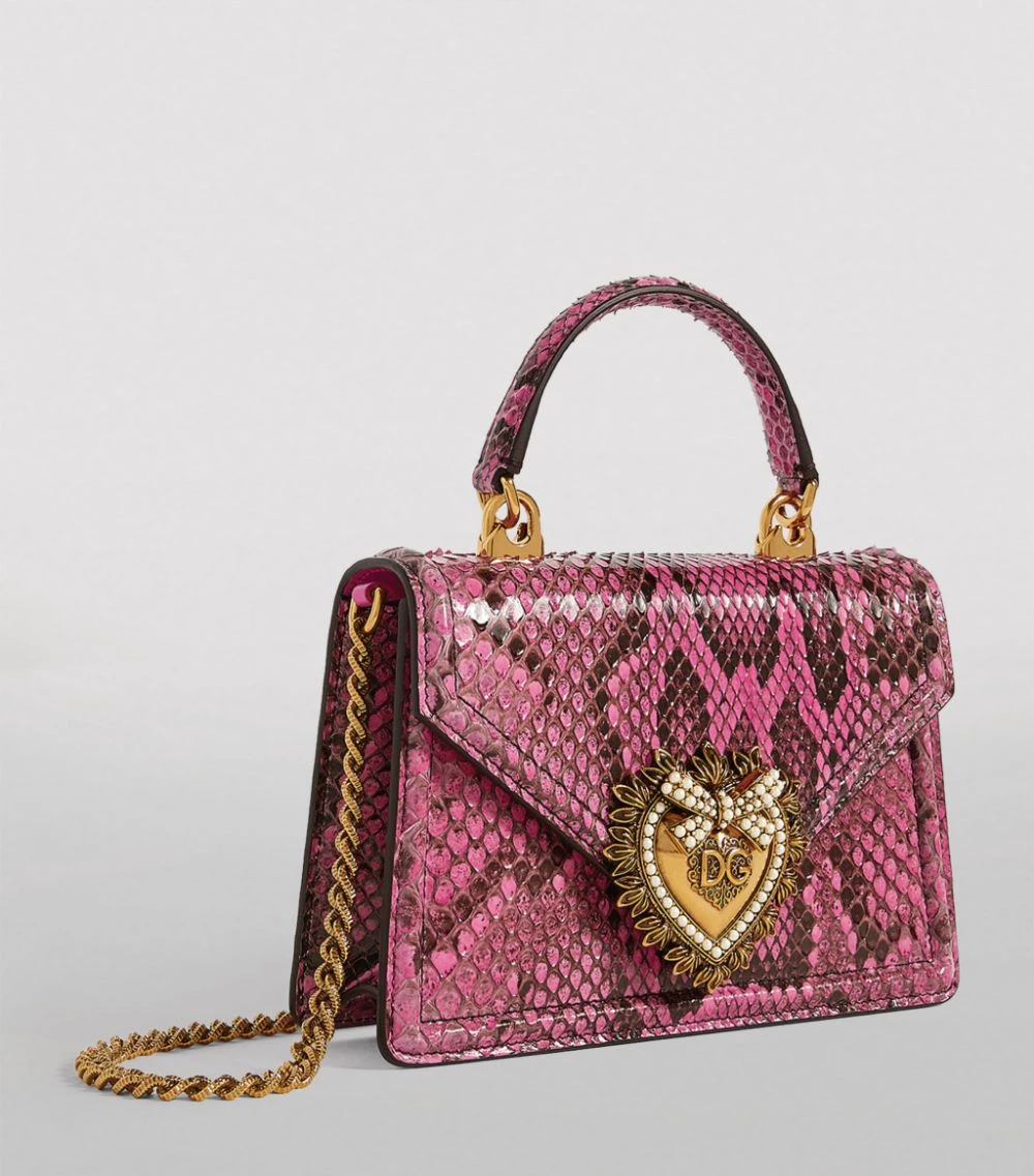 Dolce & Gabbana Small Snakeskin Devotion Shoulder Bag 80422-FUCHSIA Shoulder Bags 3 Dolce & Gabbana Small Snakeskin Devotion Shoulder Bag 80422-FUCHSIA Shoulder Bags - Image 3