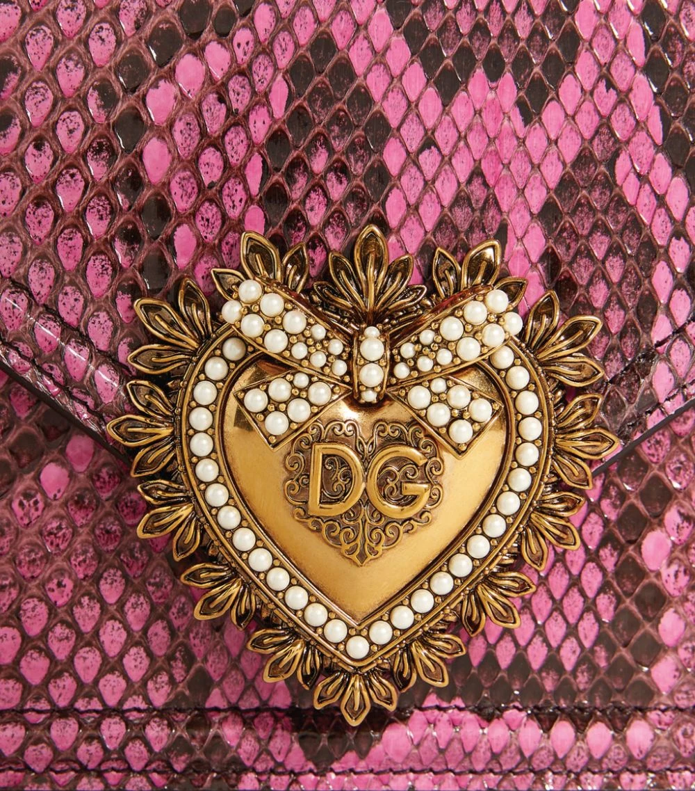 Dolce & Gabbana Small Snakeskin Devotion Shoulder Bag 80422-FUCHSIA Shoulder Bags 8 Dolce & Gabbana Small Snakeskin Devotion Shoulder Bag 80422-FUCHSIA Shoulder Bags - Image 8