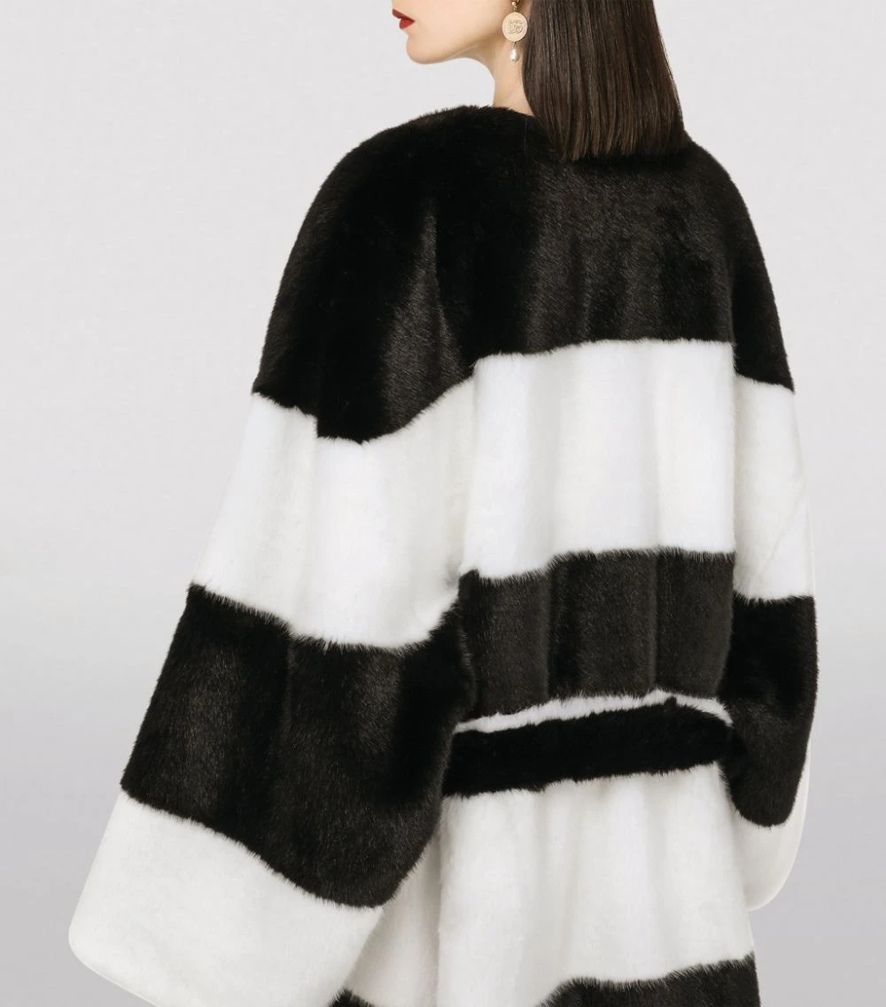 Dolce & Gabbana Striped Faux Fur Coat S9000-COMBINED COLOU Wrap Coats 4 Dolce & Gabbana Striped Faux Fur Coat S9000-COMBINED COLOU Wrap Coats - Image 4