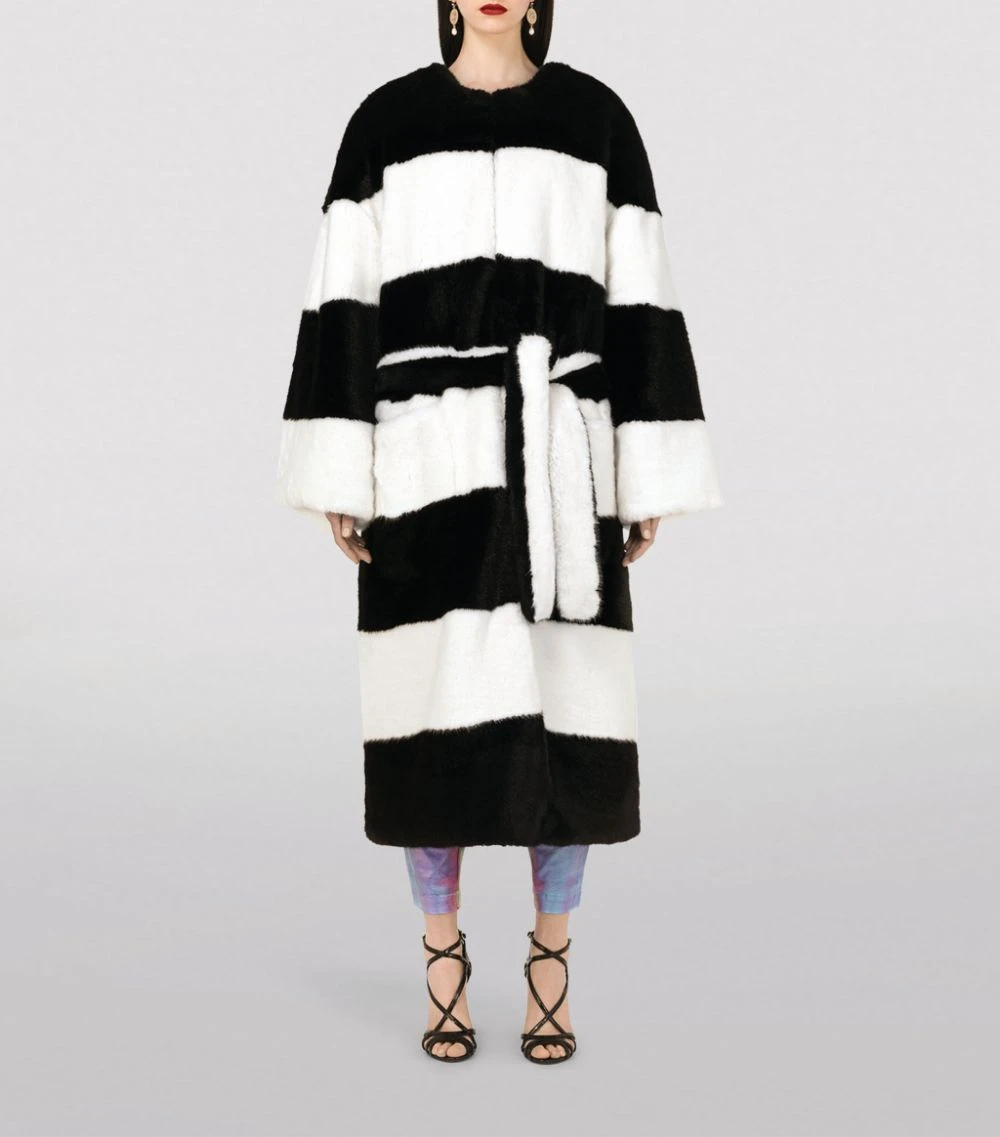 Dolce & Gabbana Striped Faux Fur Coat S9000-COMBINED COLOU Wrap Coats 5 Dolce & Gabbana Striped Faux Fur Coat S9000-COMBINED COLOU Wrap Coats - Image 5