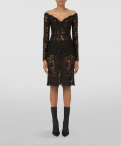 Dolce & Gabbana Sweetheart Neckline Midi Dress N0000-BLACK Midi Dresses -Dolce & Gabbana online Store dolce gabbana sweetheart neckline midi dress 17357744 35731703 1000