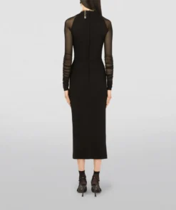 Dolce & Gabbana Tulle-Detail Midi Dress N0000-BLACK Little Black Dresses -Dolce & Gabbana online Store dolce gabbana tulle detail midi dress 17491923 36361702 1000